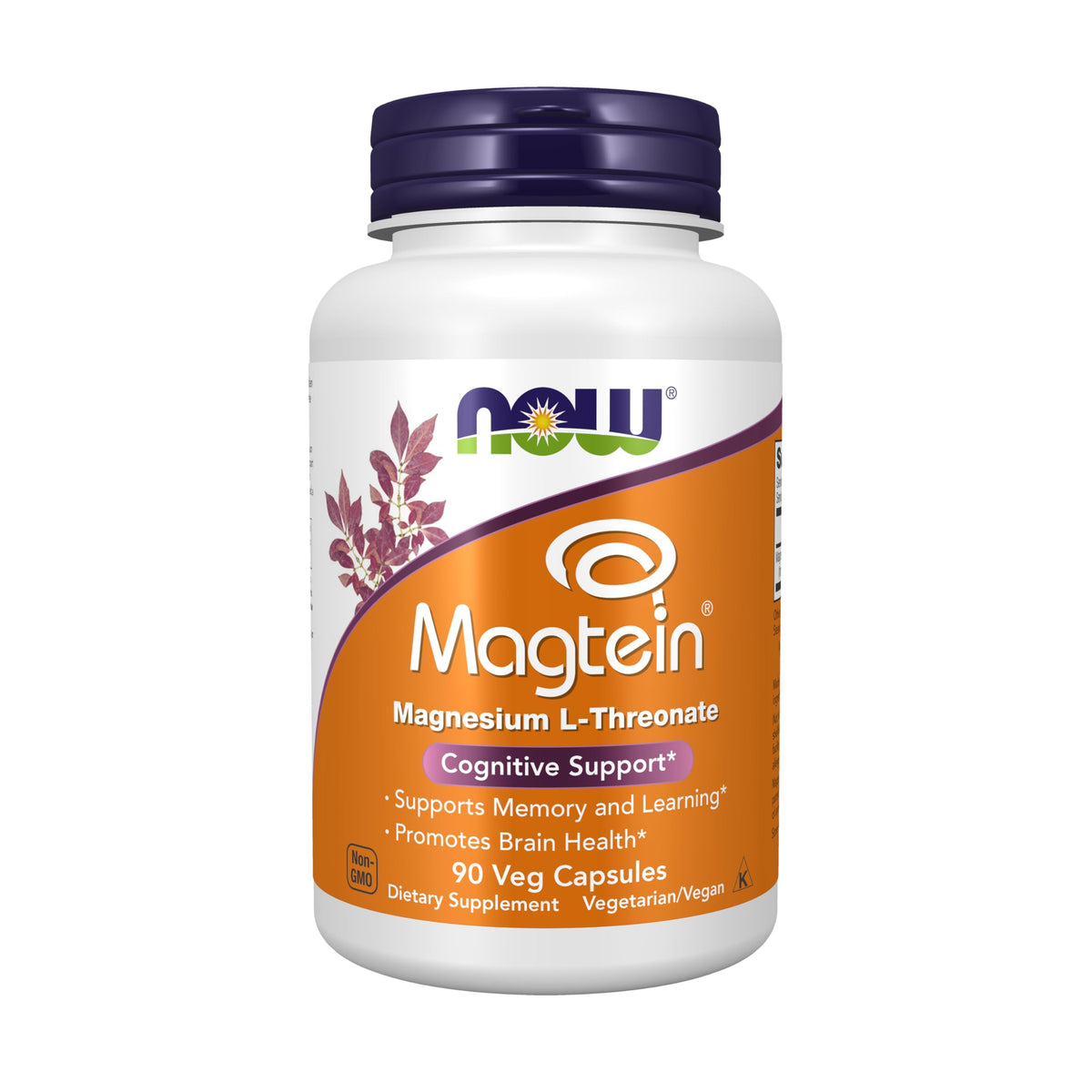 NOW Foods Magtein, botella frontal, apoyo potencial para la concentración diaria