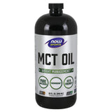 NOW Foods MCT 100% Oil, botella frontal para energía suave en desayunos.