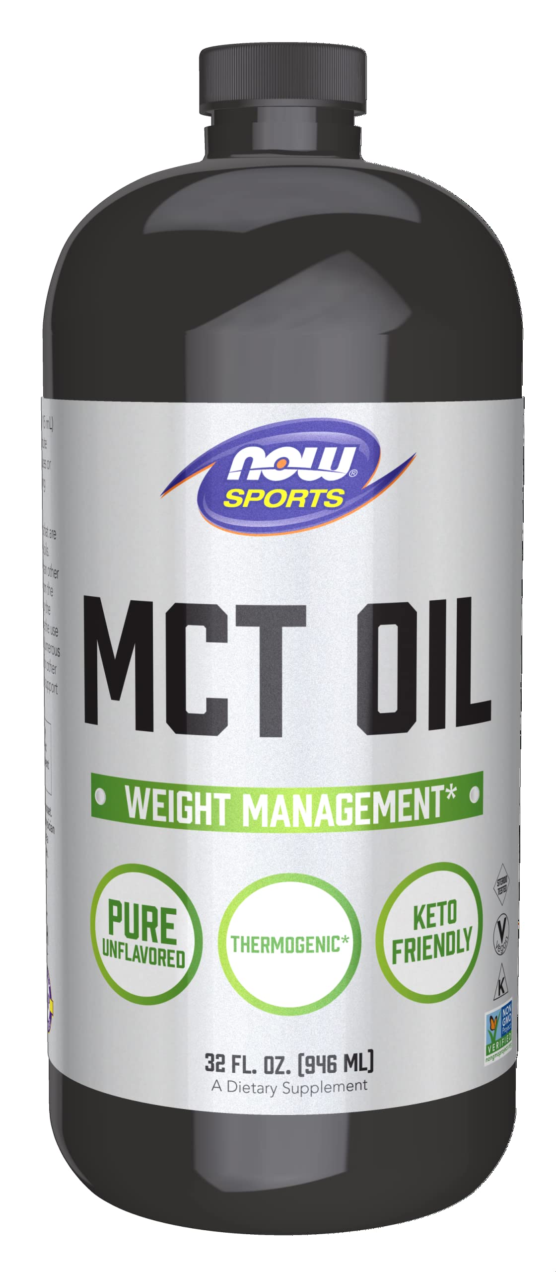 NOW Foods MCT Oil, botella de 946 ml, energía rápida para entrenamientos.