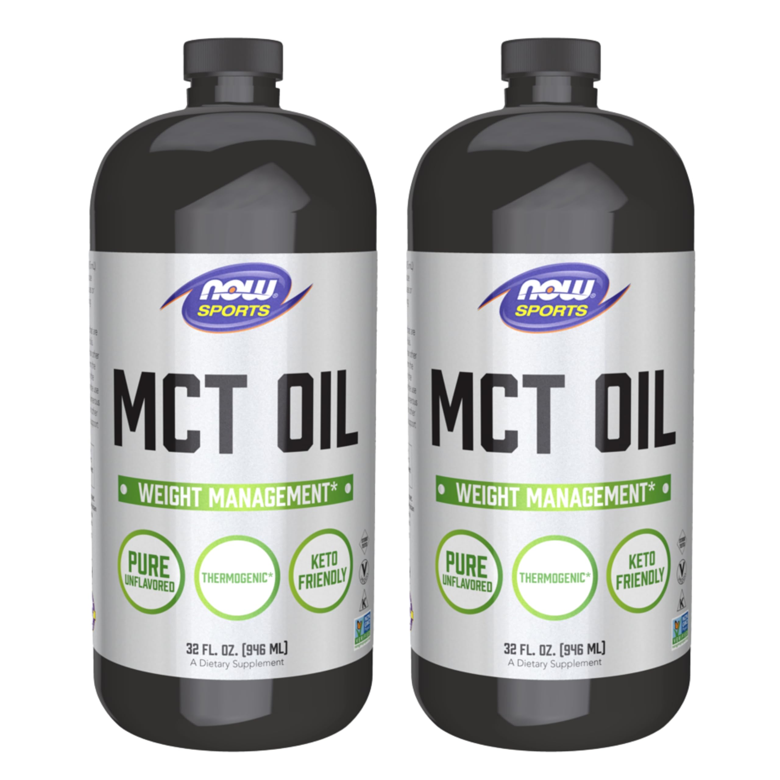 NOW Foods MCT Oil, botella derramando, energía rápida para batidos