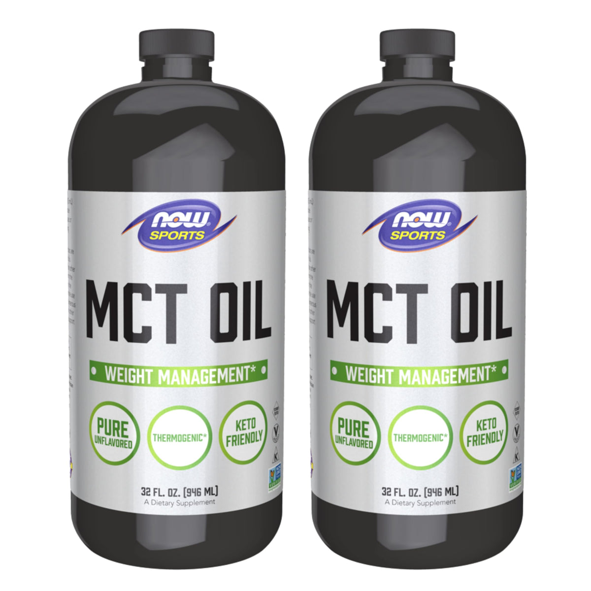 NOW Foods MCT Oil, botella derramando, energía rápida para batidos