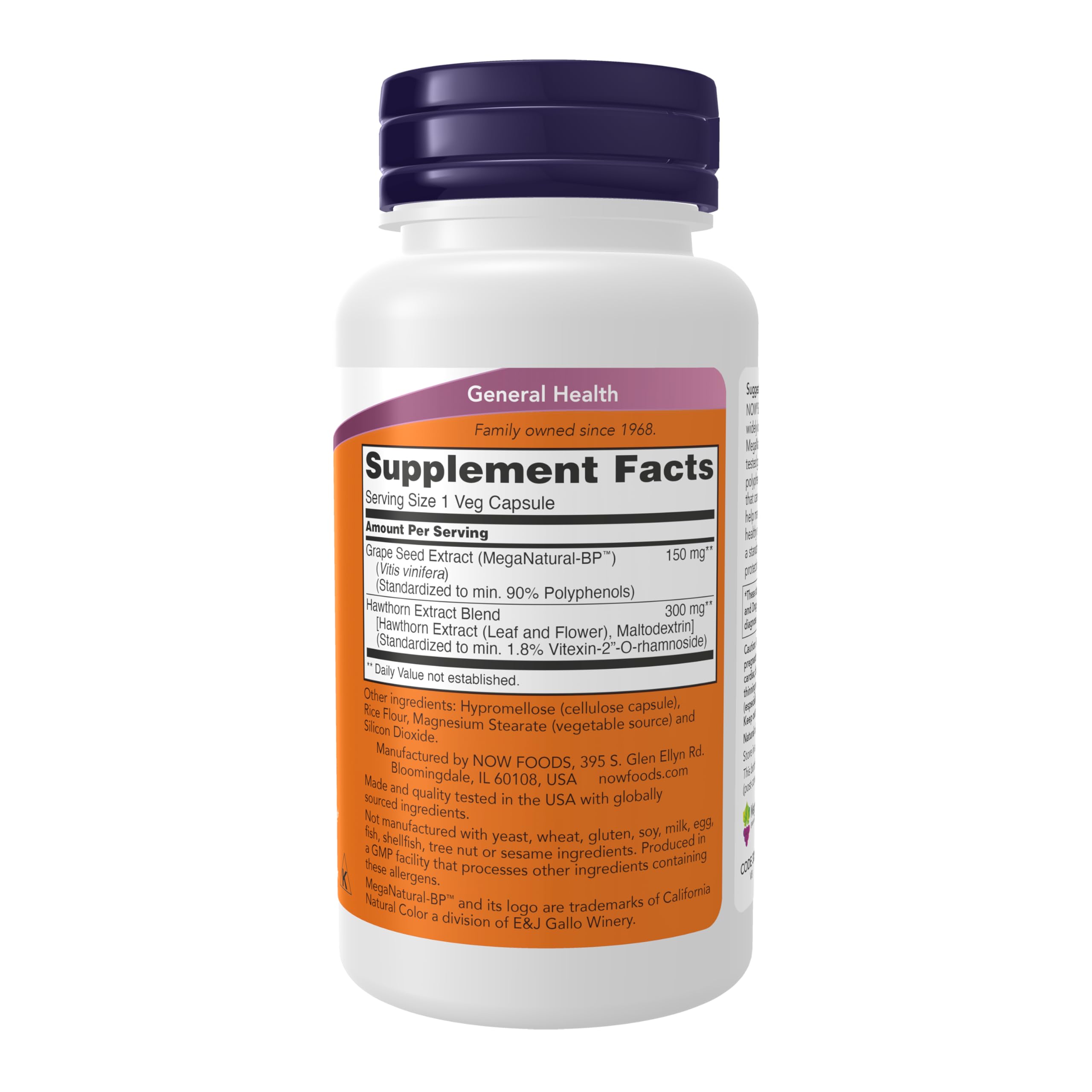 NOW Foods MegaNatural-BP con extracto de semilla de uva para presión arterial.