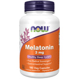 NOW Foods Melatonina 3 mg, botella frente, posible apoyo para el descanso