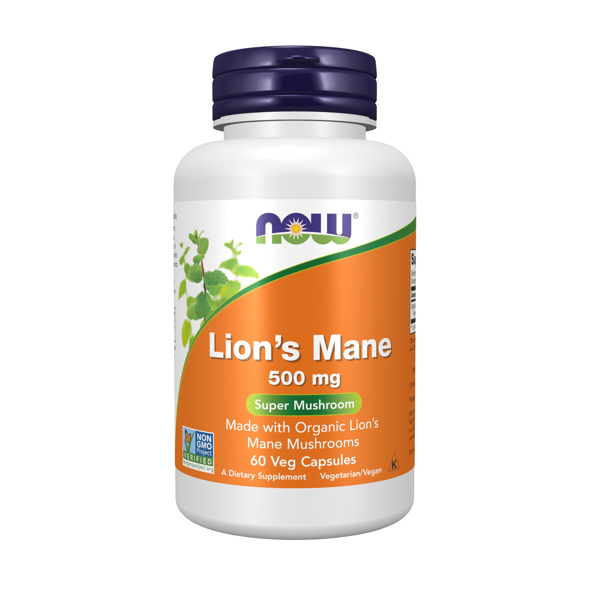 NOW Foods Melena de León 500 mg, bote para uso diario.