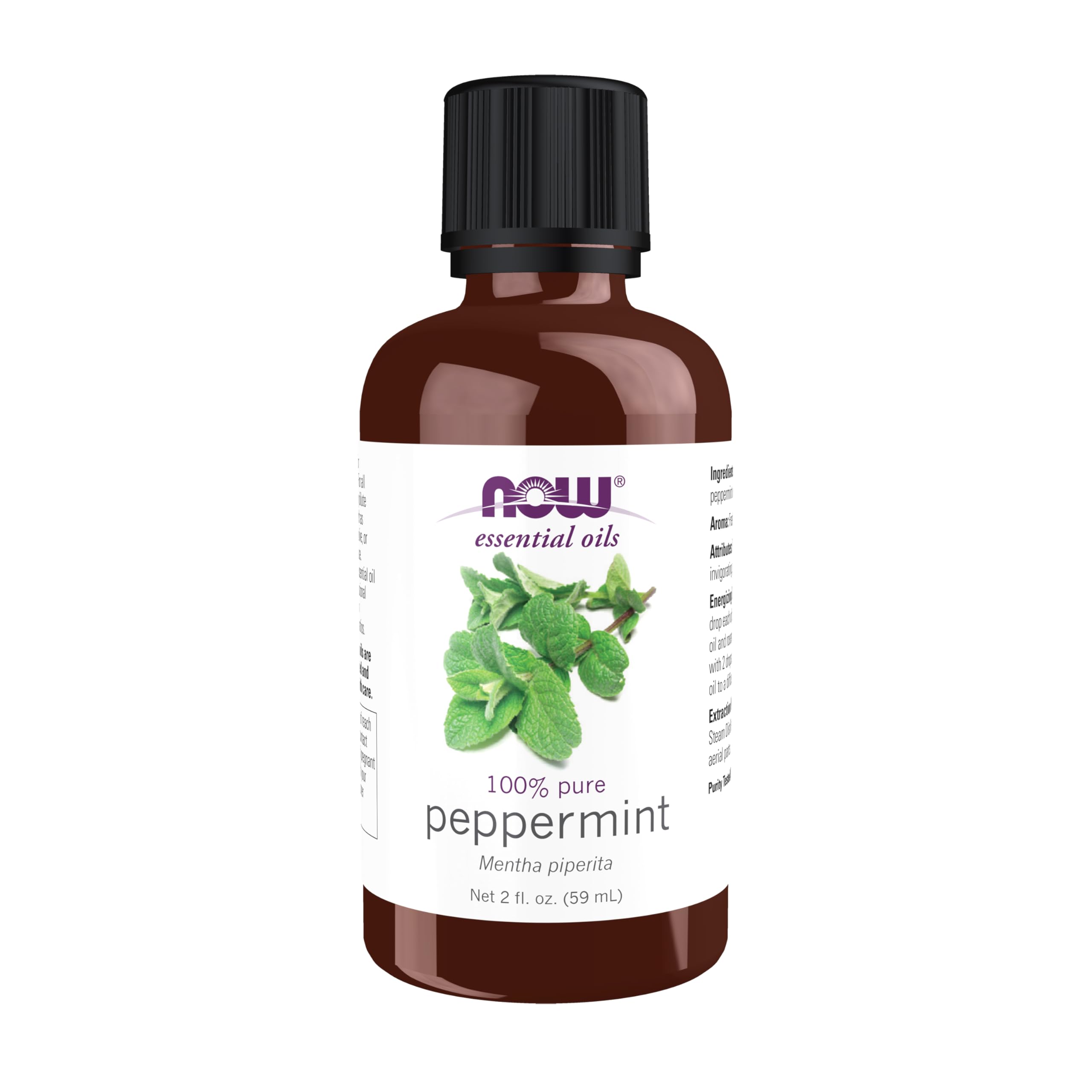 NOW Foods Menta: envase 2 oz para aromaterapia revitalizante en casa.