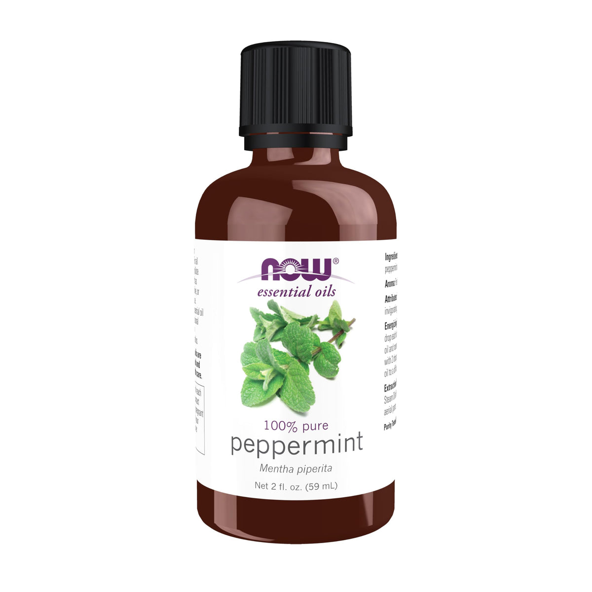NOW Foods Menta: envase 2 oz para aromaterapia revitalizante en casa.