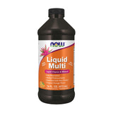 NOW Foods multivitamínico líquido tropical naranja en botella, para absorción rápida.
