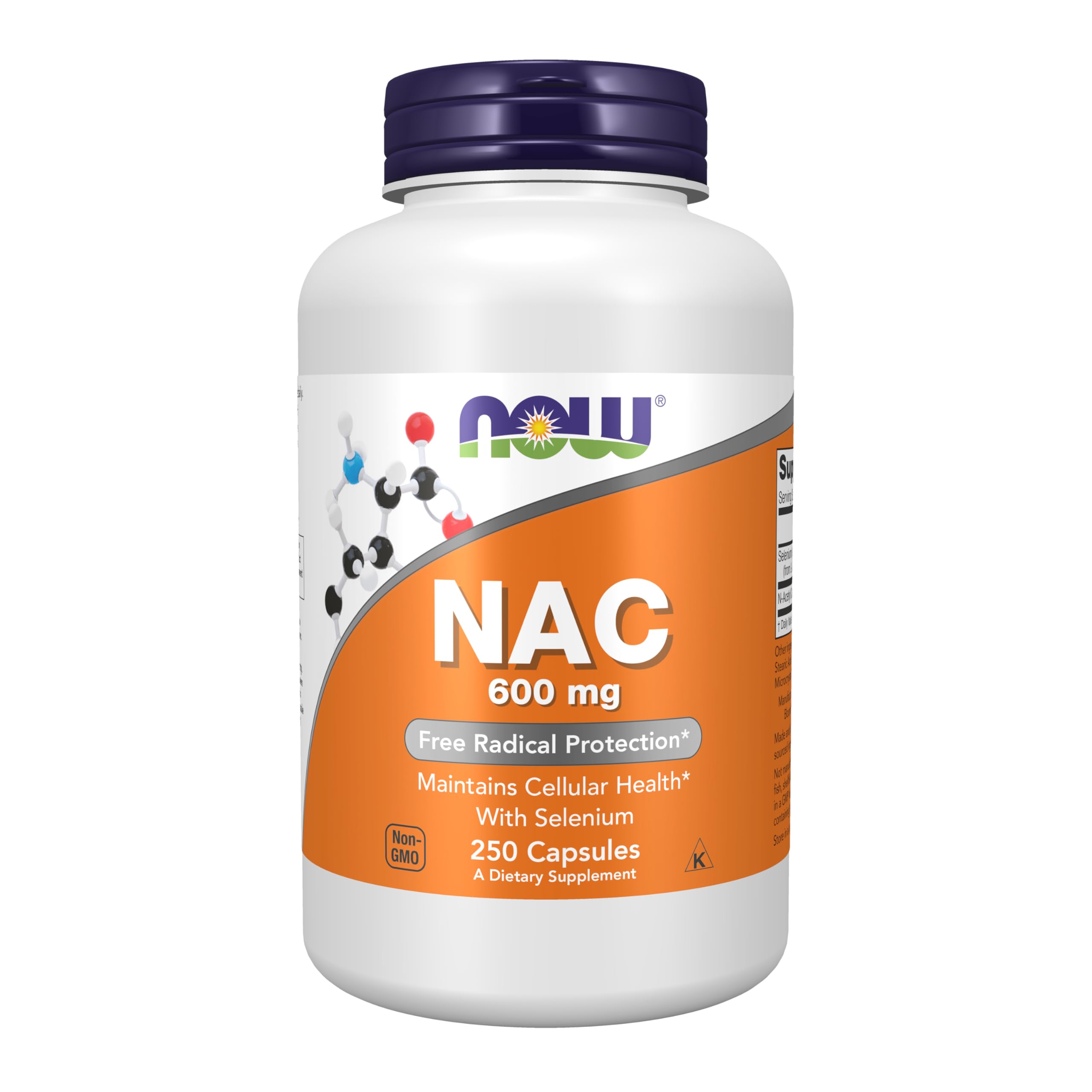 NOW Foods NAC con selenio en frasco de cápsulas para apoyo potencial a la salud celular