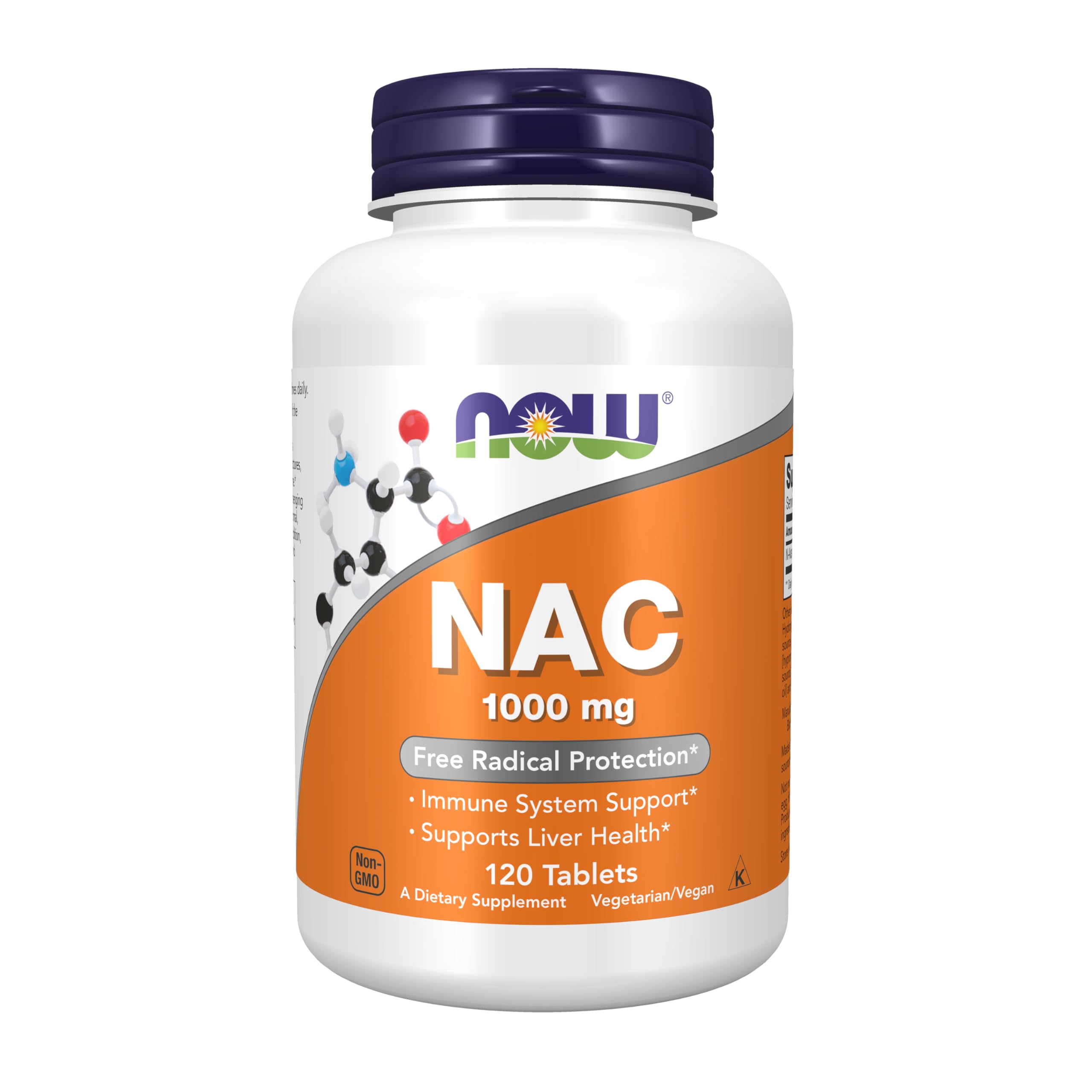 NOW Foods NAC tabletas 1000 mg frente, ideal para apoyo inmunológico diario.