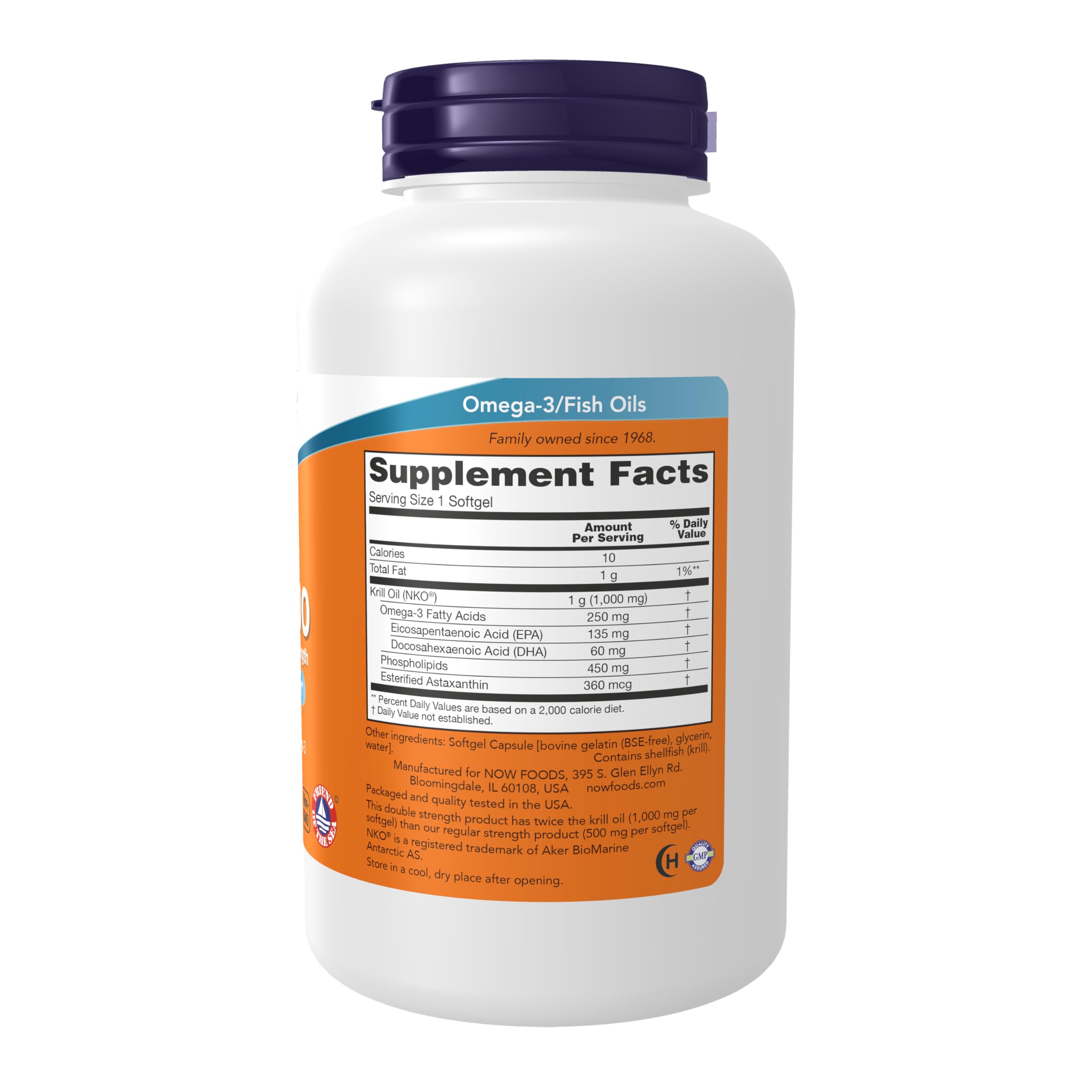 NOW Foods Neptune Krill etiqueta muestra certificado de calidad y pureza