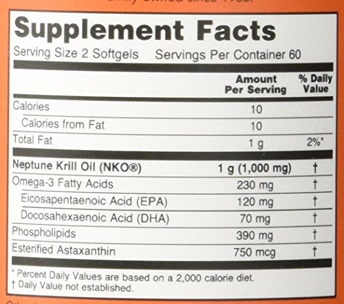 NOW Foods Neptune Krill Oil, etiqueta certificada, garantía de calidad y origen sostenible.