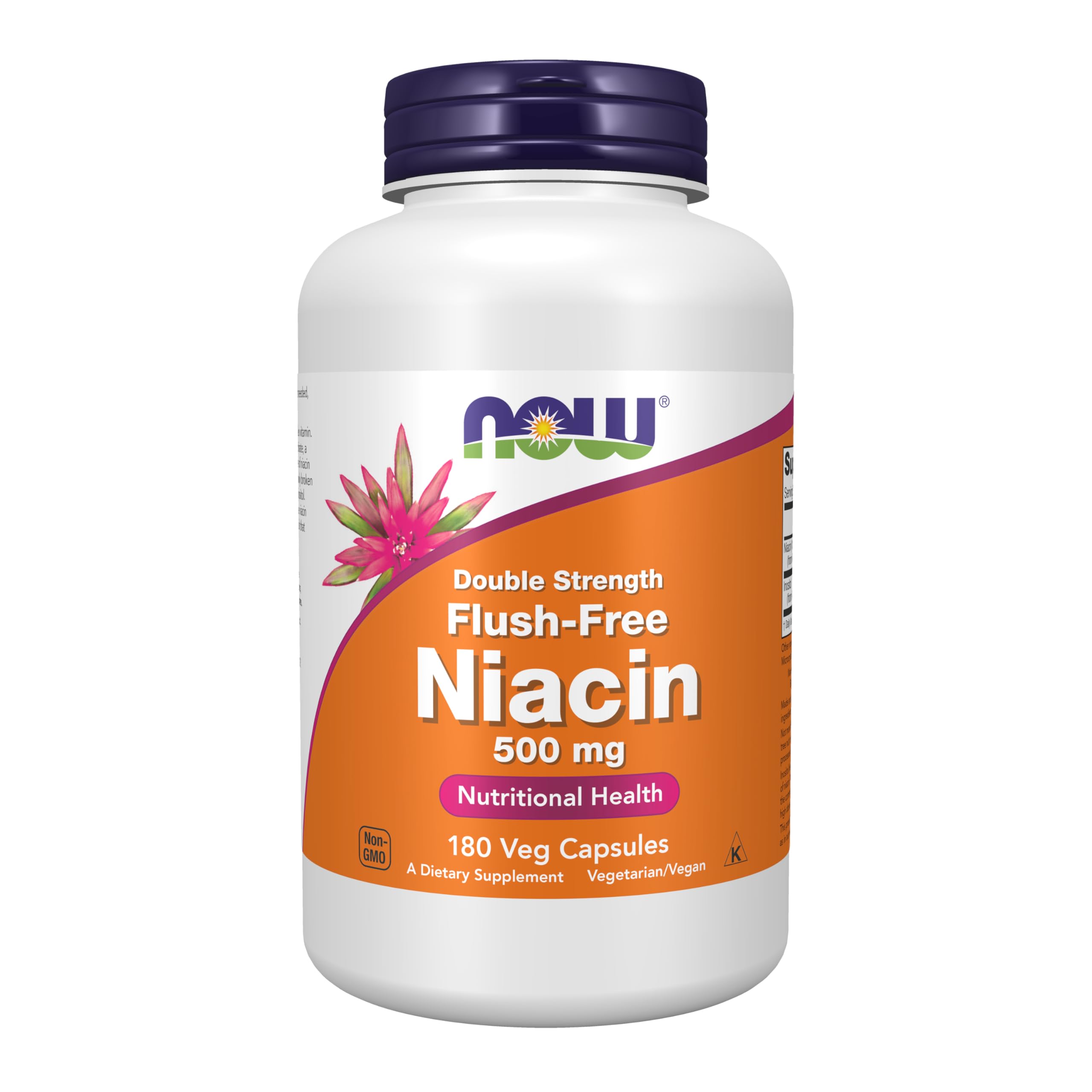 NOW Foods Niacina 500 mg cápsula, cápsula visible para apoyo nutricional diario.