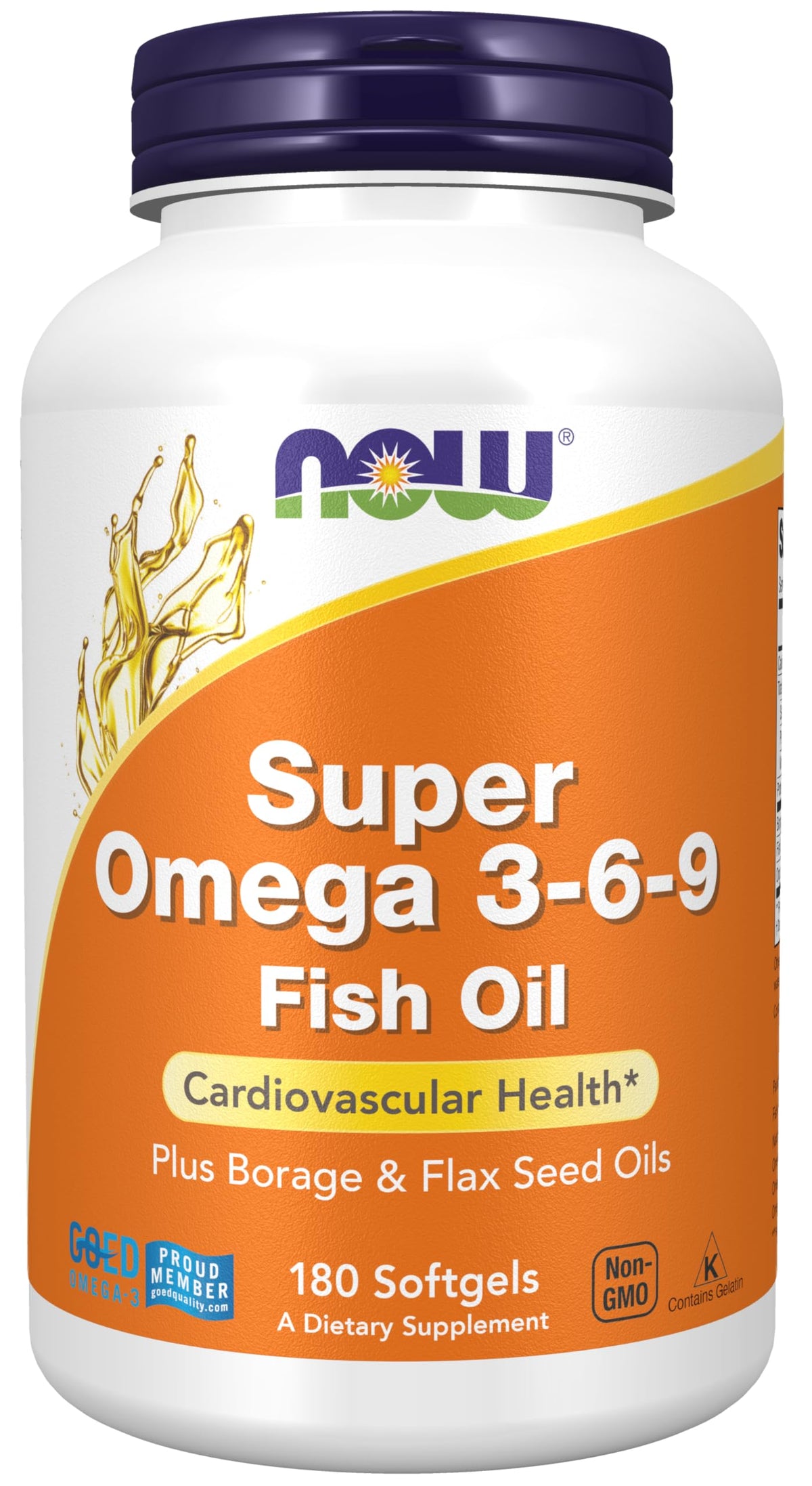 NOW Foods Super Omega 3-6-9 en frasco de cápsulas suaves para uso diario
