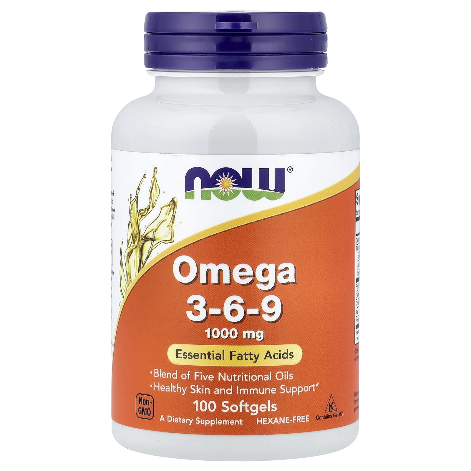 NOW Foods Omega 3-6-9 botella, suplemento diario para piel, corazón y sistema inmune
