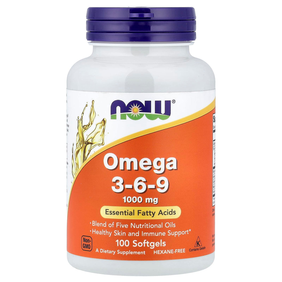 NOW Foods Omega 3-6-9 botella, suplemento diario para piel, corazón y sistema inmune