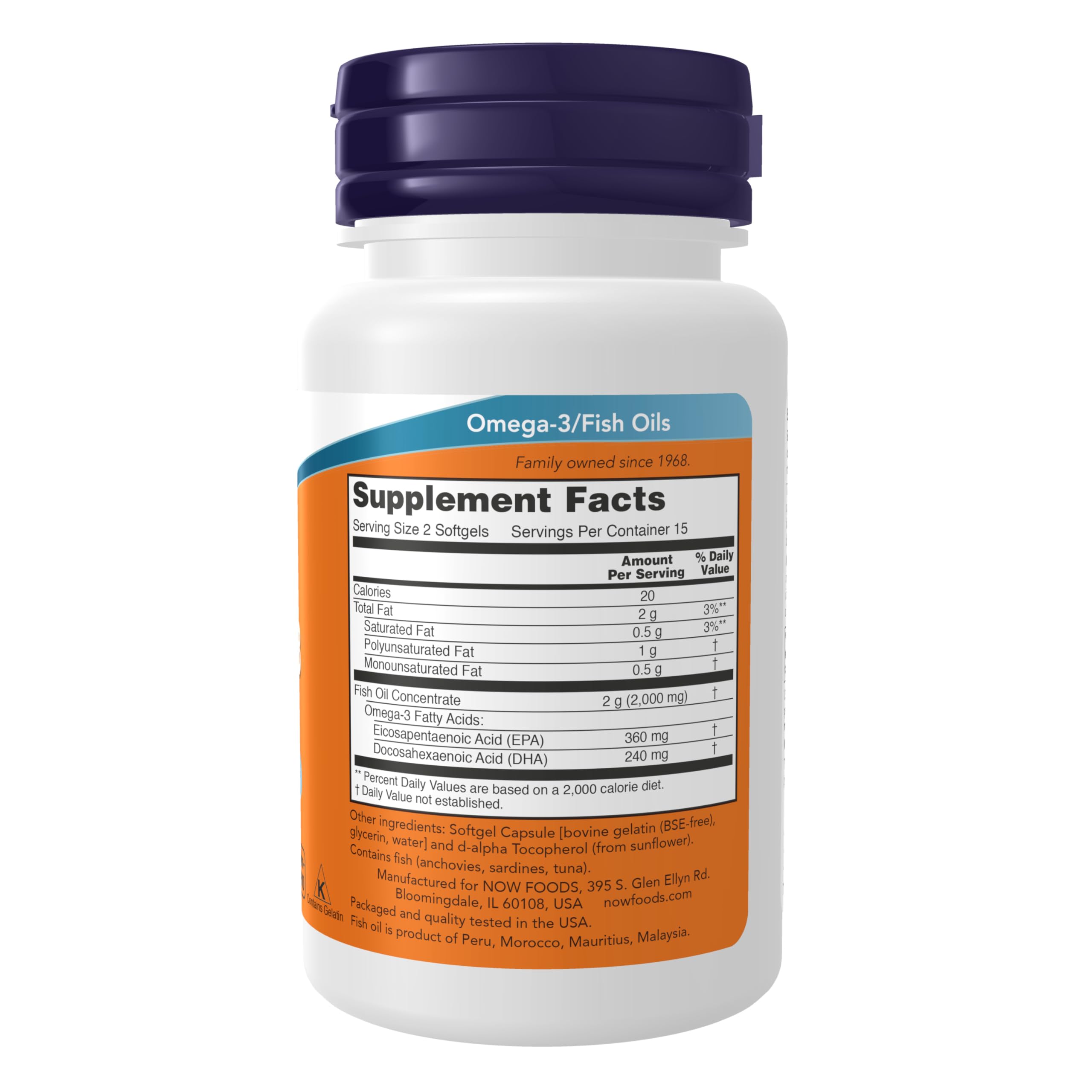 NOW Foods Omega-3 cápsulas 1000 mg con EPA y DHA para consumo diario