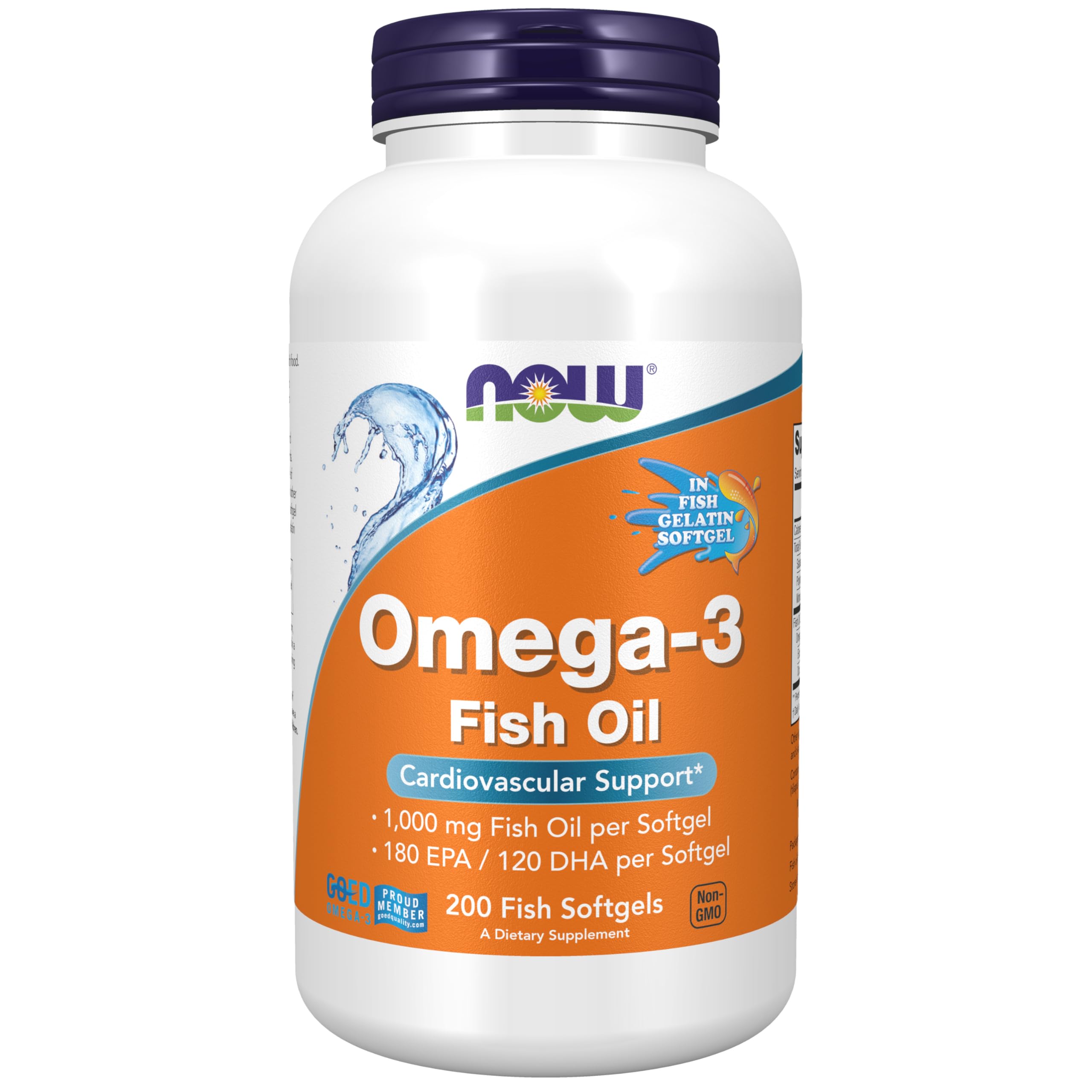 NOW Foods Omega-3 cápsula de gelatina de pescado para consumo diario
