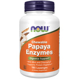 NOW Foods Papaya Enzymes masticables, botella de 180 unidades para uso diario.