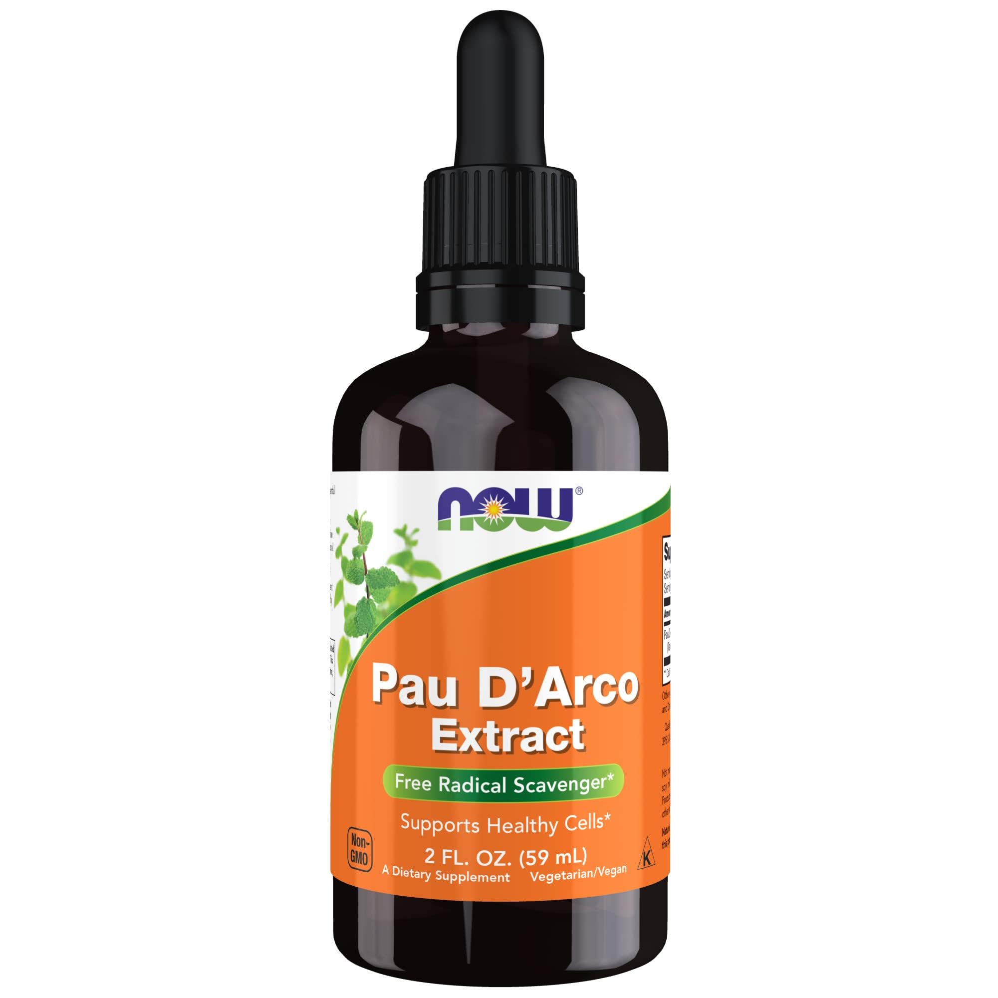 NOW Foods Pau D'Arco: botella con gotero para uso diario, posible apoyo a células saludables