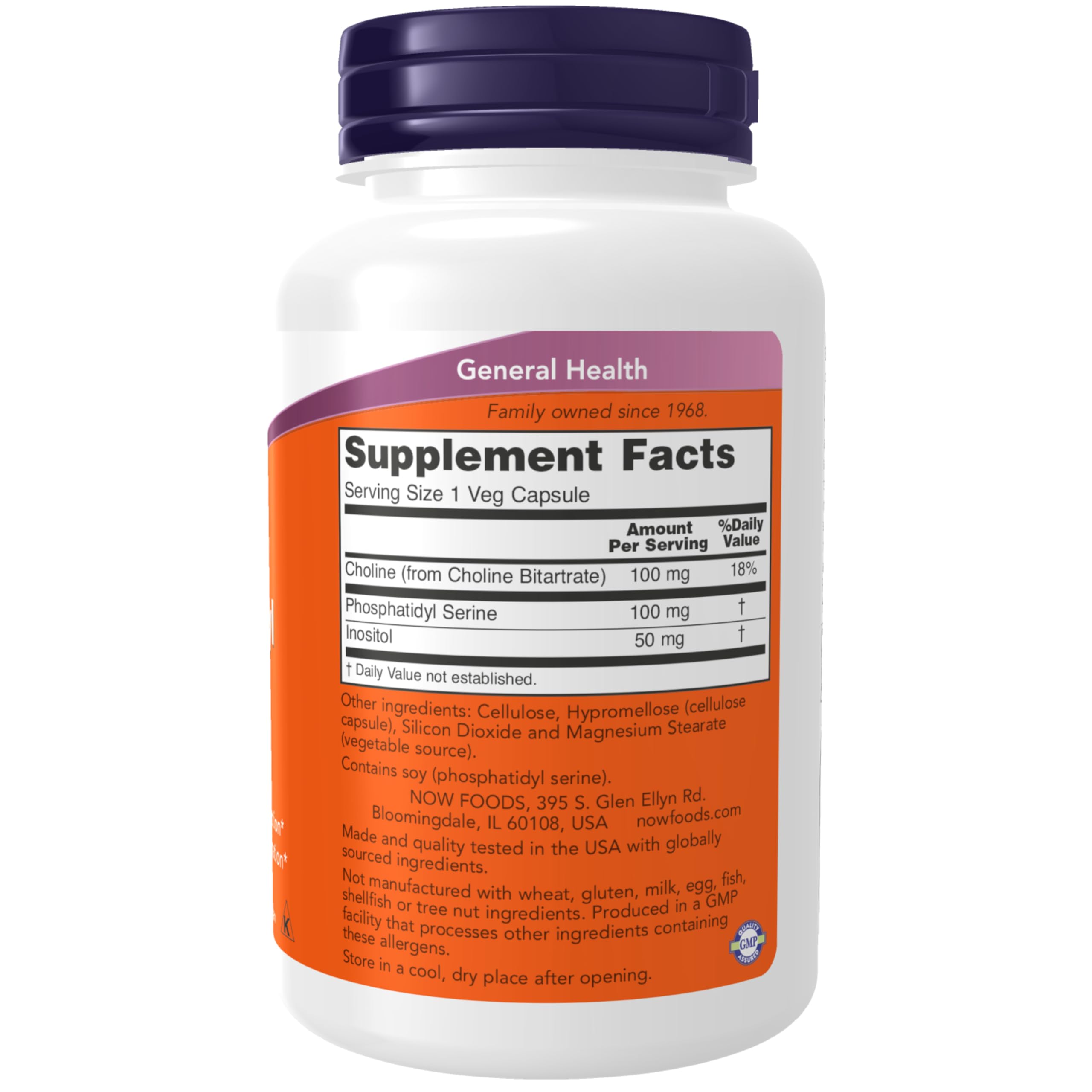 Cápsulas veganas de NOW Foods para soporte cognitivo potencial.