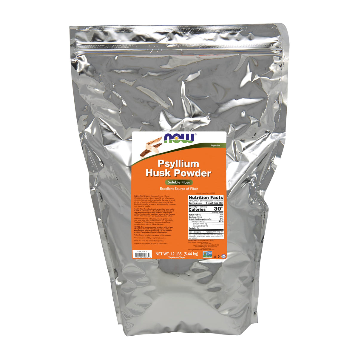 NOW Foods polvo de psyllium en botella para fibra diaria