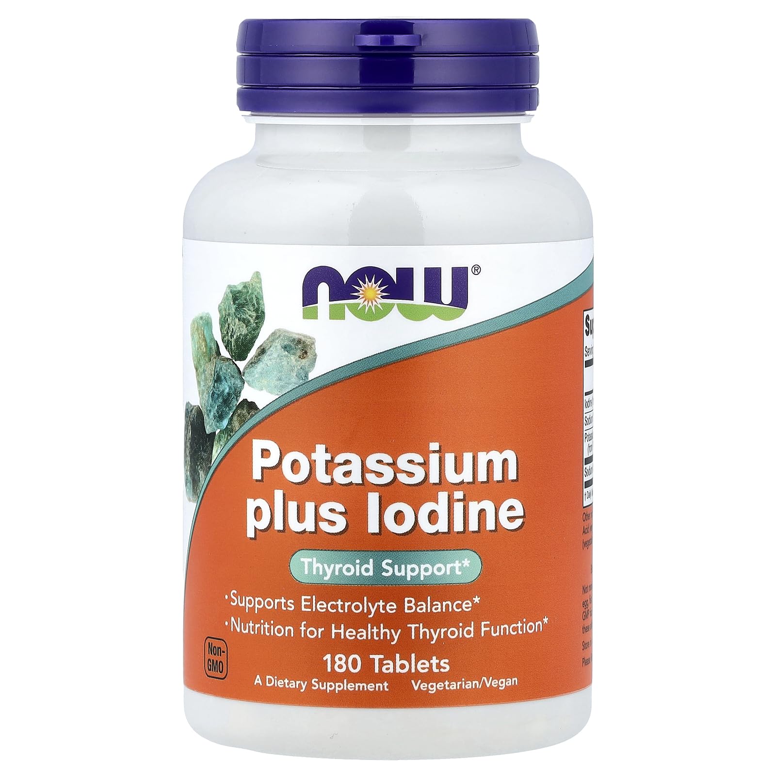 NOW Foods Potasio con Yodo, frasco de tabletas para uso diario.