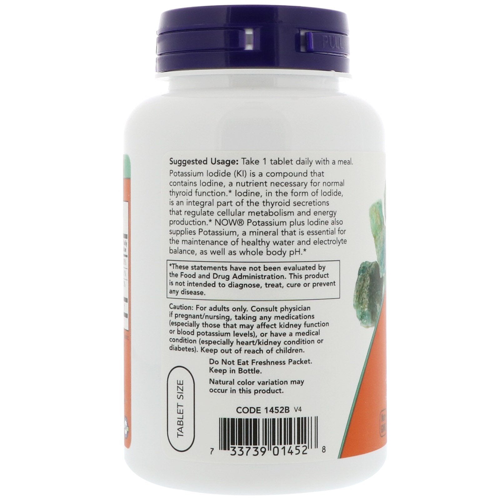 NOW Foods Potasio con Yodo, frasco seguro para almacenamiento.