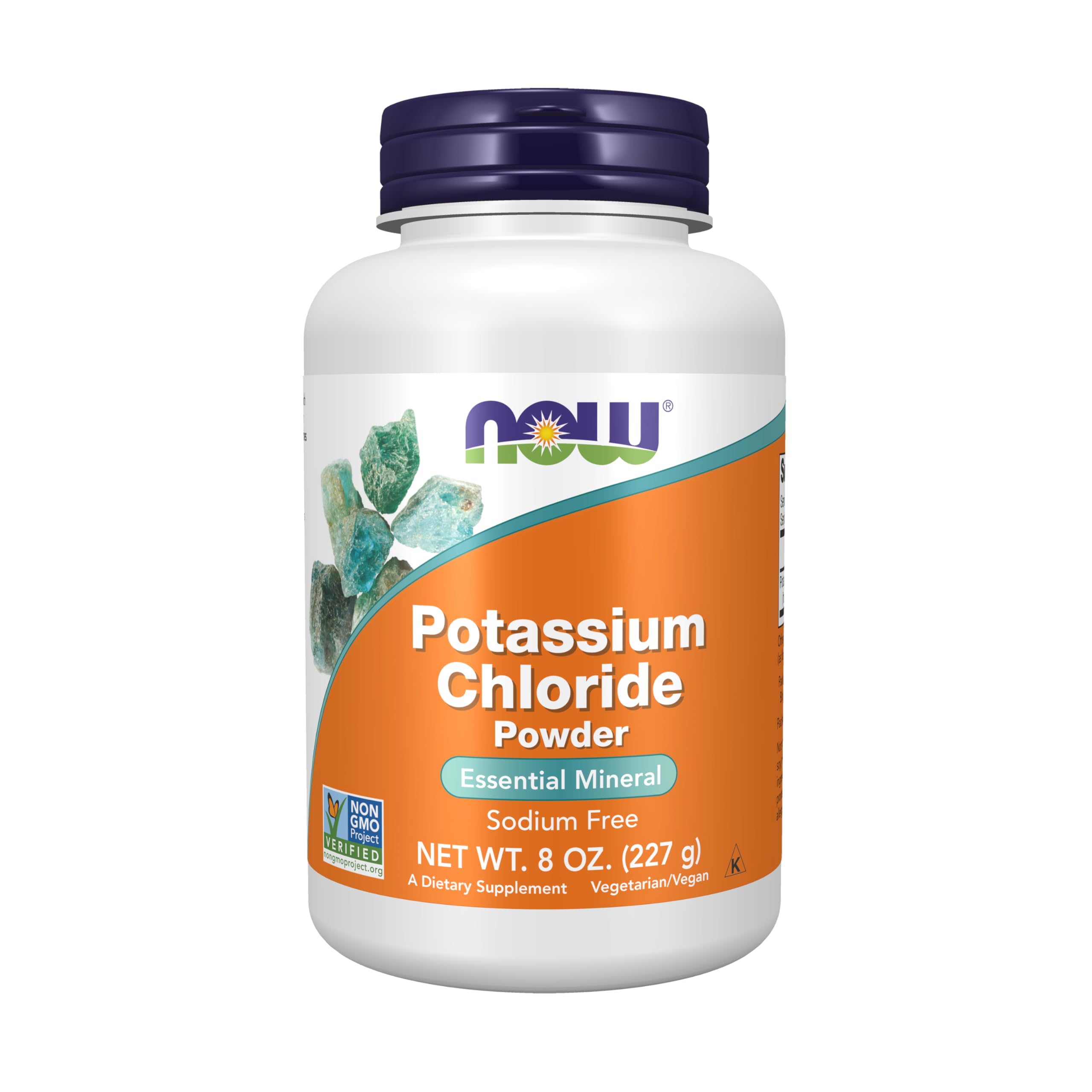 NOW Foods Potassium Chloride polvo: mineral esencial en formato práctico para uso diario.