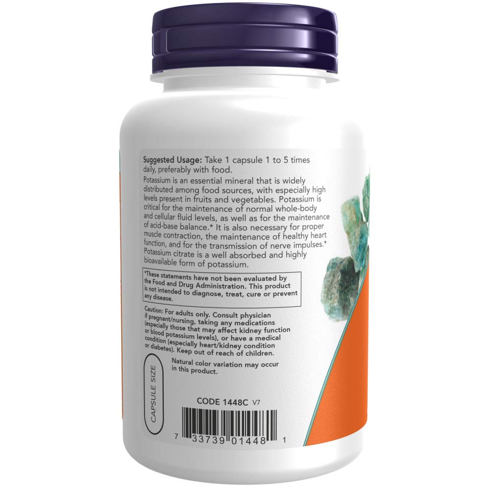 NOW Foods Potassium Citrate: cápsulas en formato cómodo.