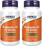 NOW Foods Probiotic-10: botella llena, posible apoyo a la salud digestiva diaria.