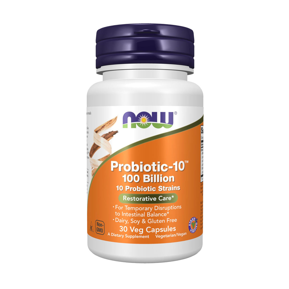 NOW Foods Probiotic-10 cápsulas vegetales para una digestión equilibrada