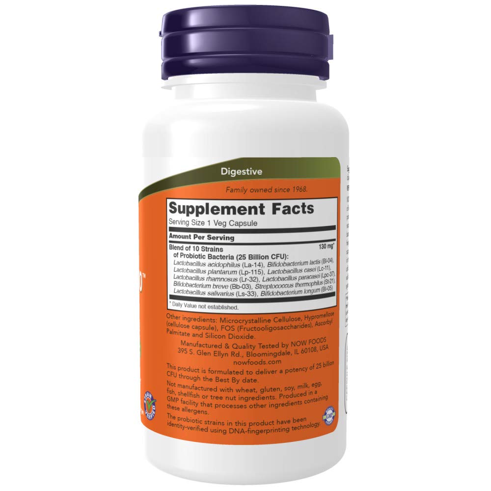 NOW Foods Probiotic-10, etiqueta clínicamente avalada para soporte del sistema inmune