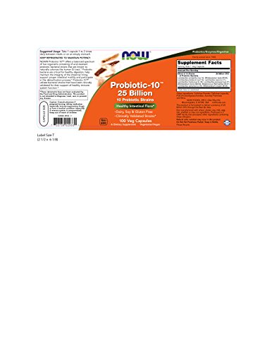 NOW Foods Probiotic-10 empaque en EE. UU. por familia propietaria desde 1968