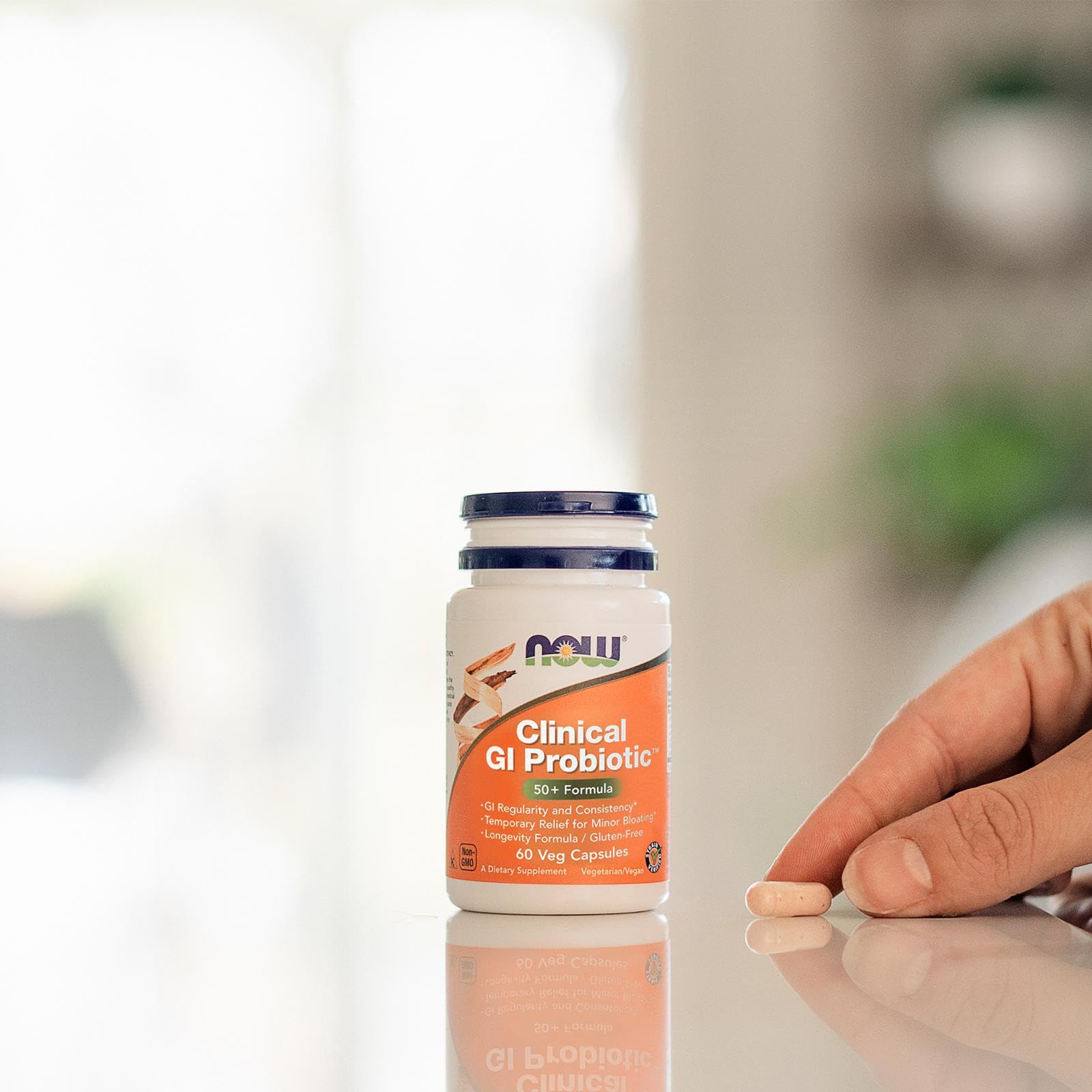 NOW Foods Probiotico GI 50+ cápsulas libres de gluten para bienestar.