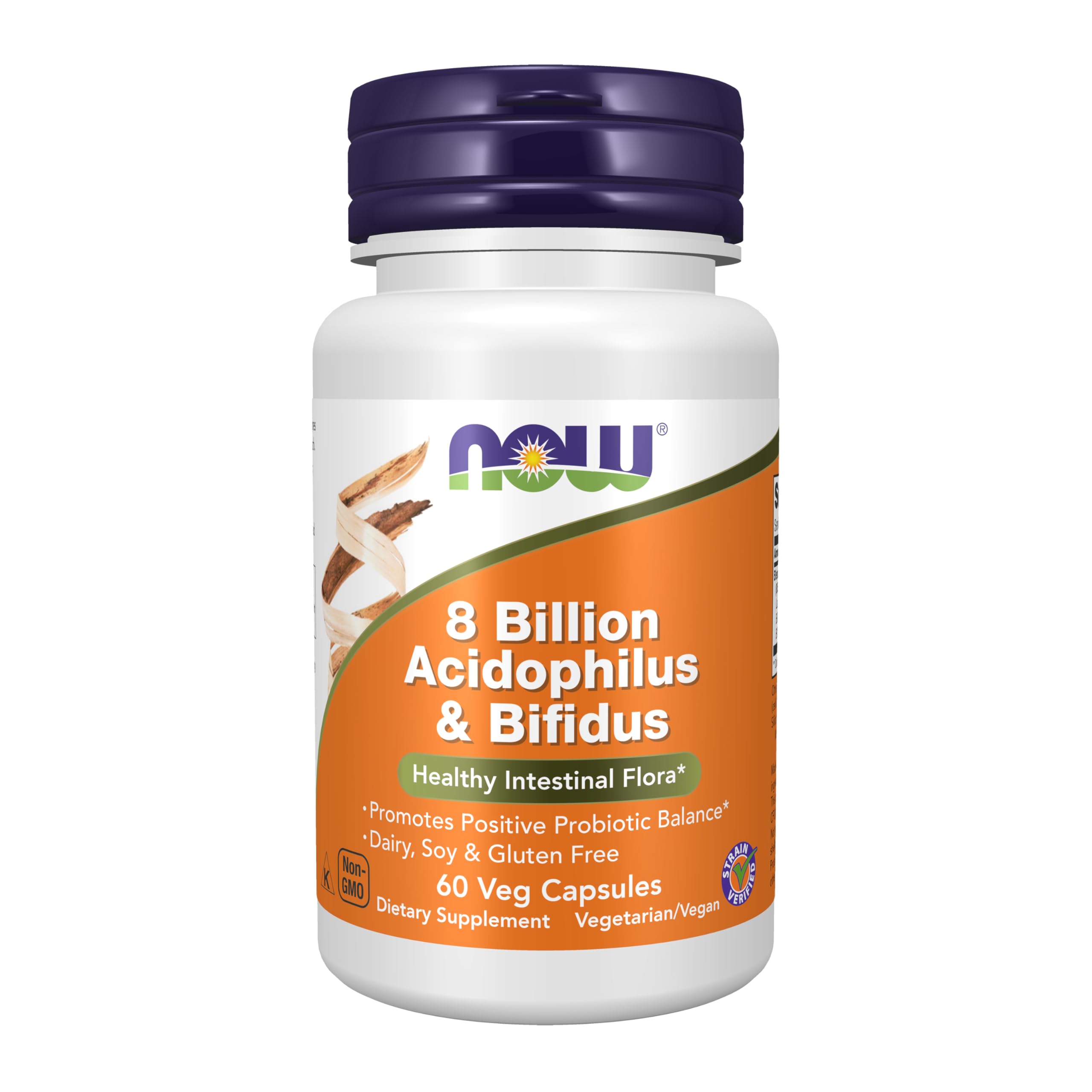 NOW Foods Probioticos 8 mil millones CFU frente al envase para equilibrio intestinal