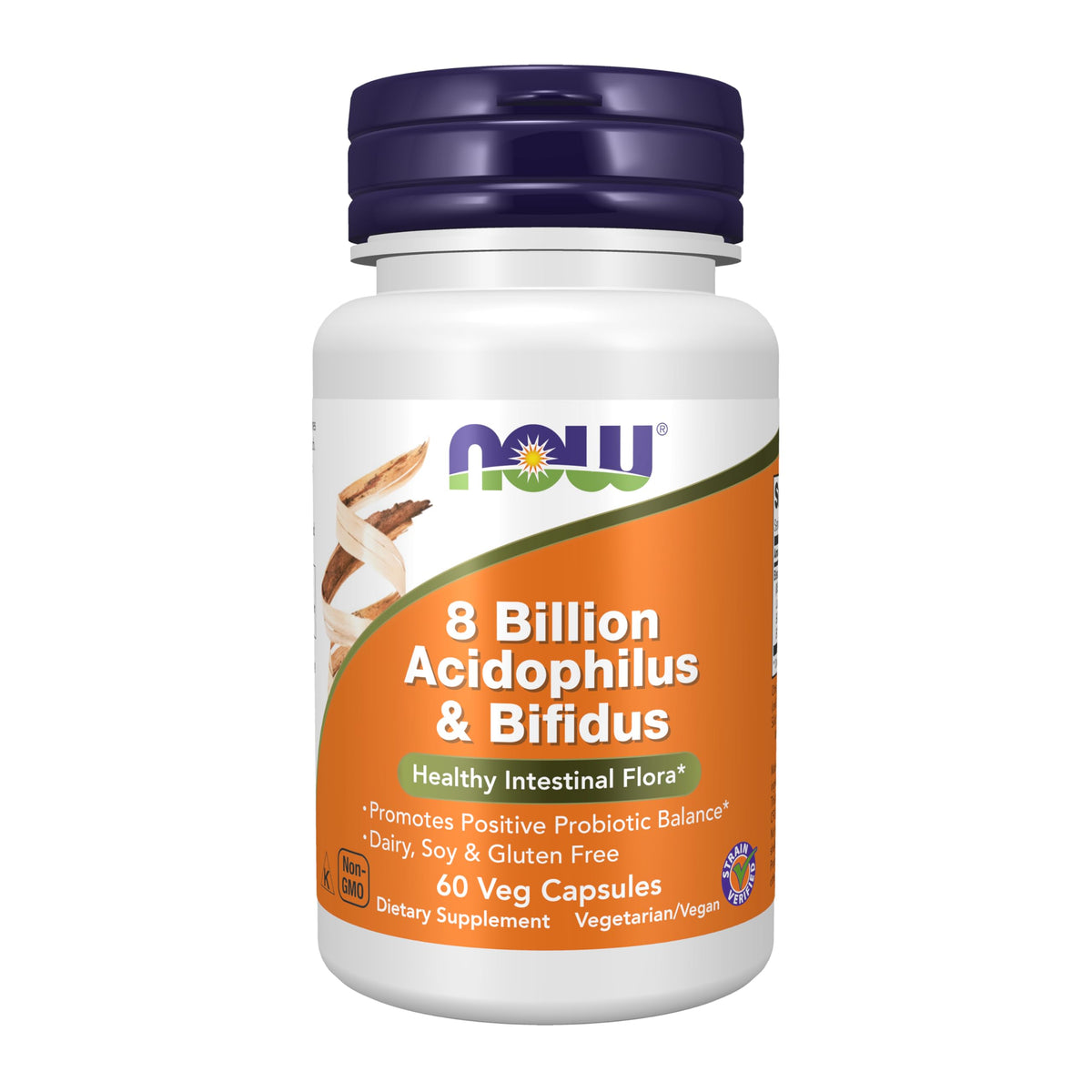 NOW Foods Probioticos 8 mil millones CFU frente al envase para equilibrio intestinal