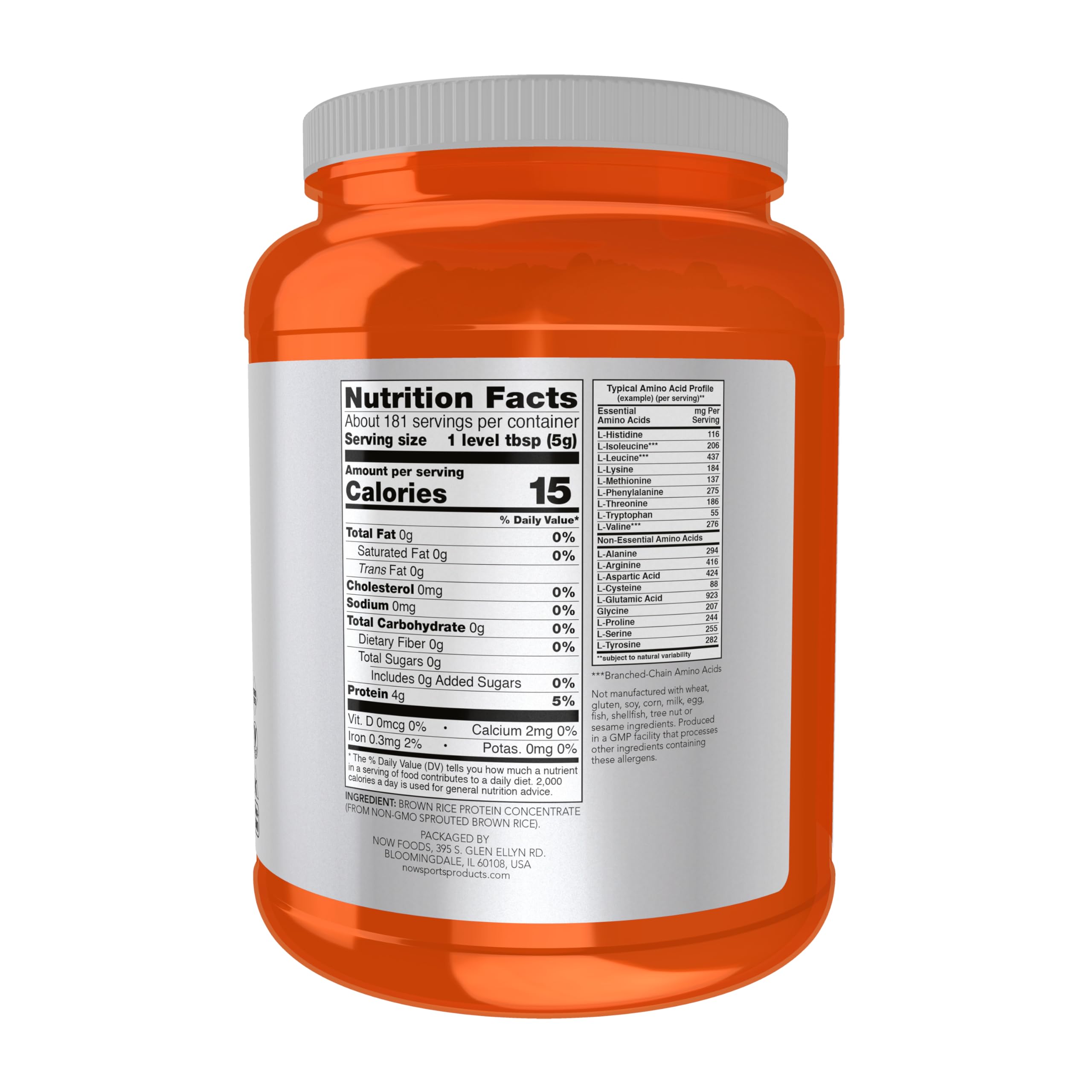 NOW Foods Proteína de Arroz Germinado, cuchara-medida para porciones precisas