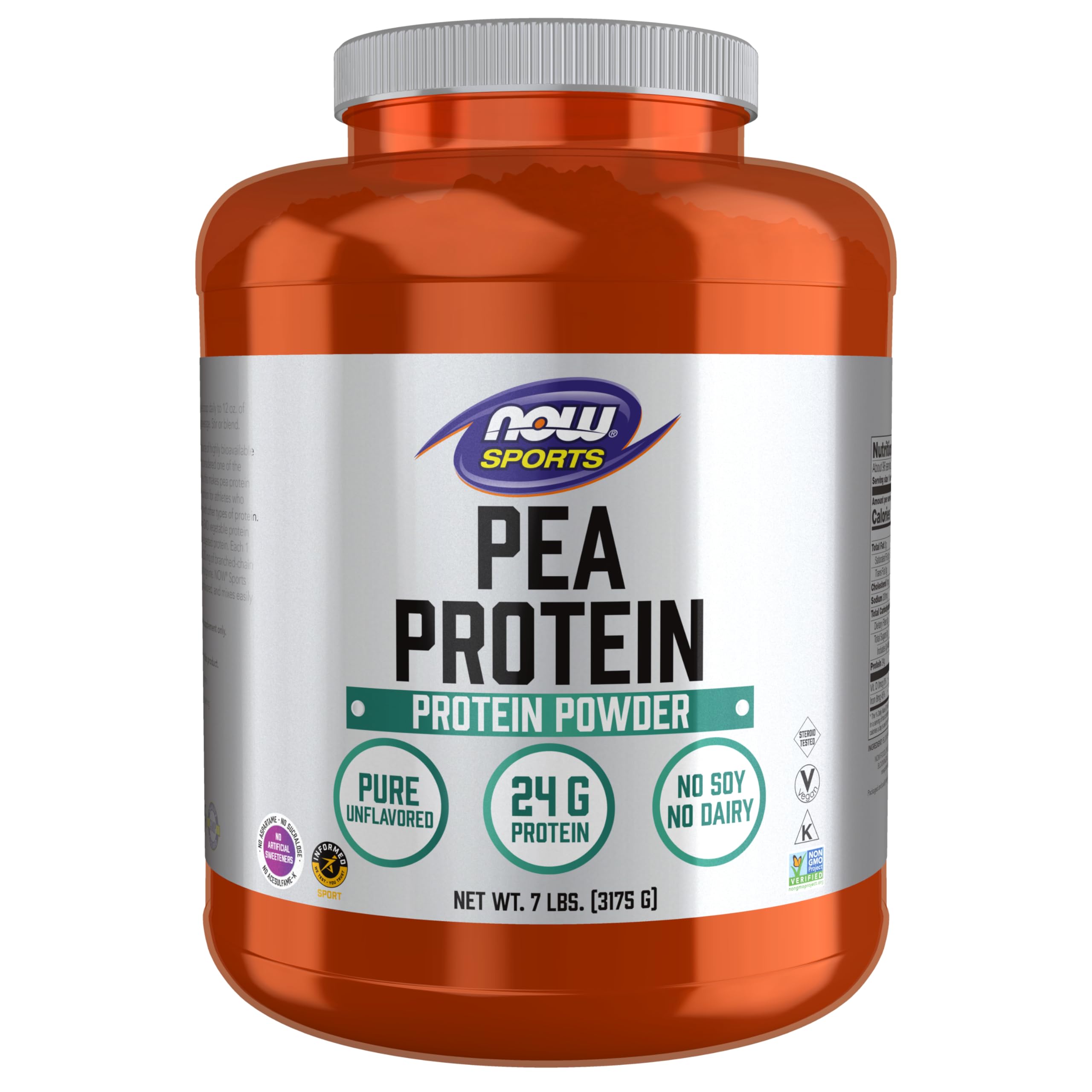 NOW Foods Proteína de guisante de 24 g en vaso, proteína vegetal de rápida absorción.
