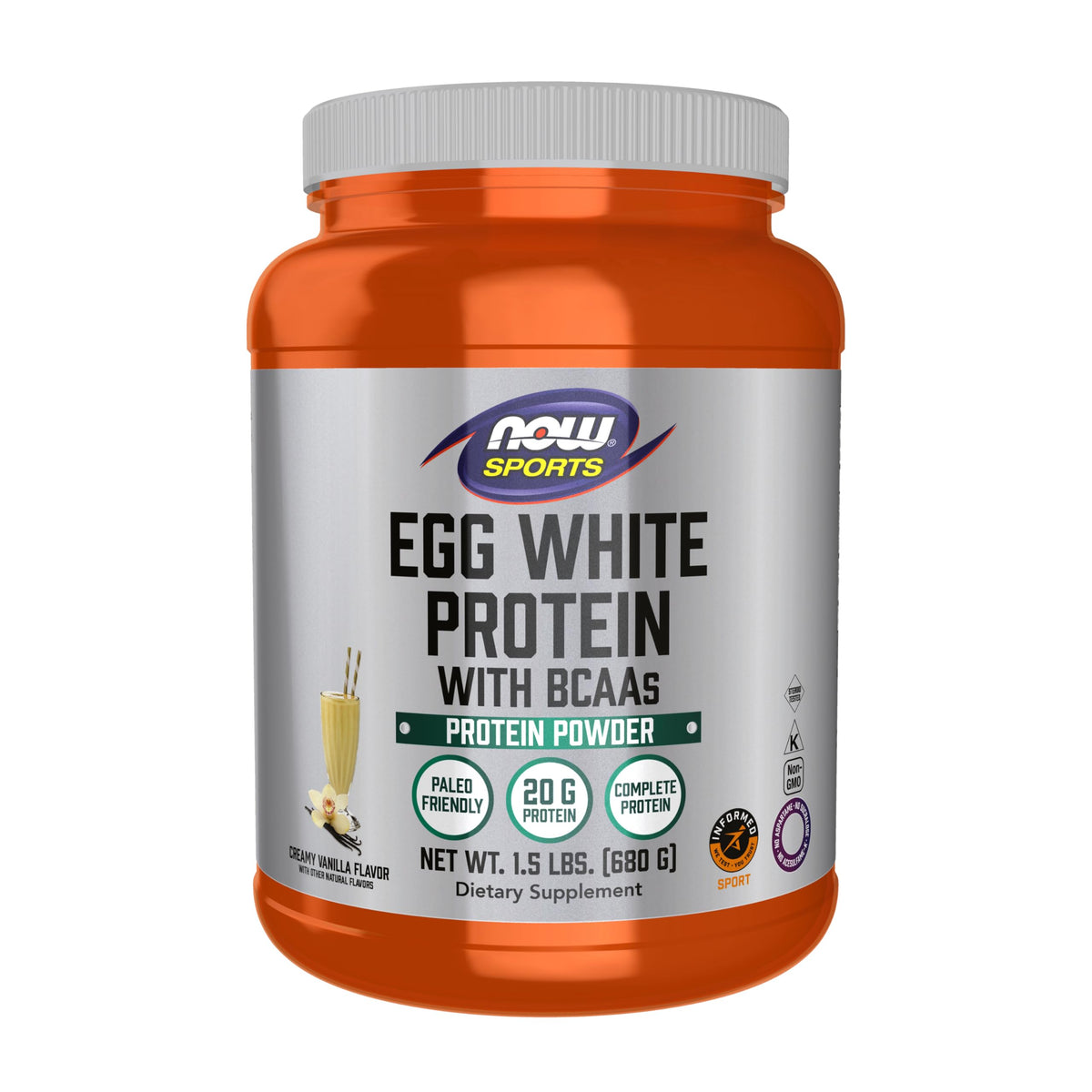 NOW Foods proteina clara de huevo vainilla cremosa en polvo en envase de 1,5 lb