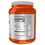 NOW Foods Proteína de Suero Aislada, porción medidora visible, facilita la preparación rápida.