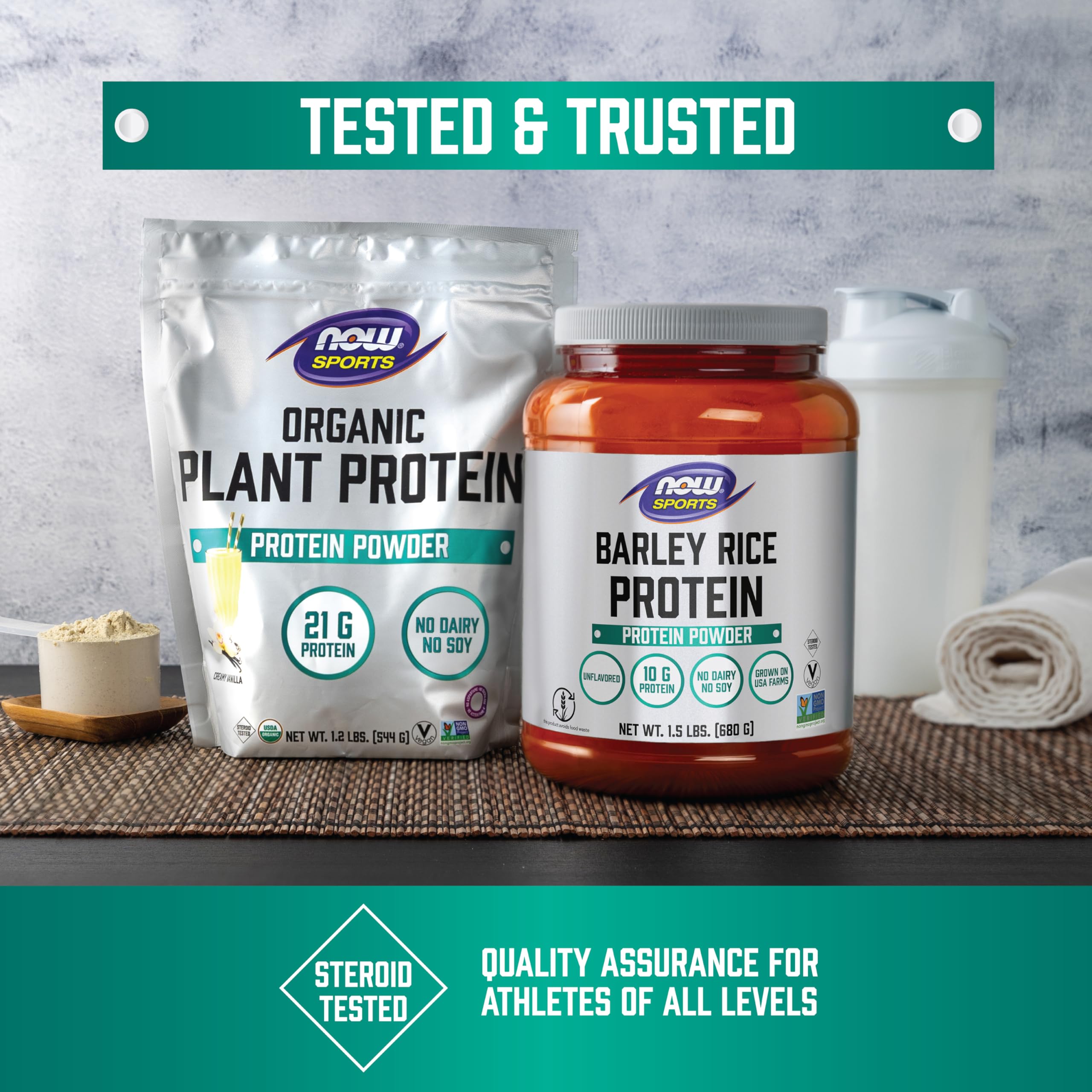 NOW Foods Proteína vegetal 22 g Chocolate Mocha, certificado GMP en empaque.