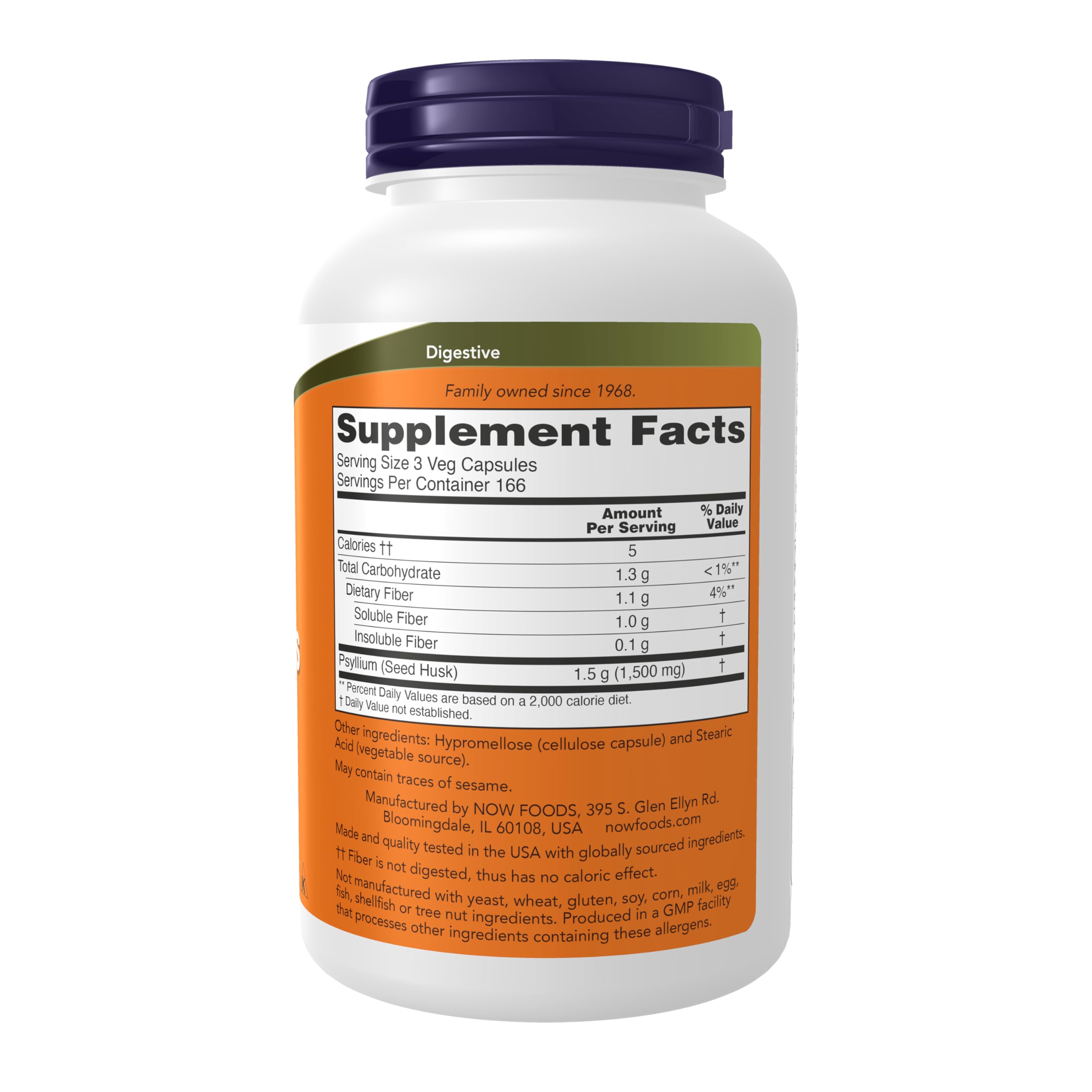 NOW Foods Psyllium cápsulas cáscara de psyllium que aumenta volumen en líquido