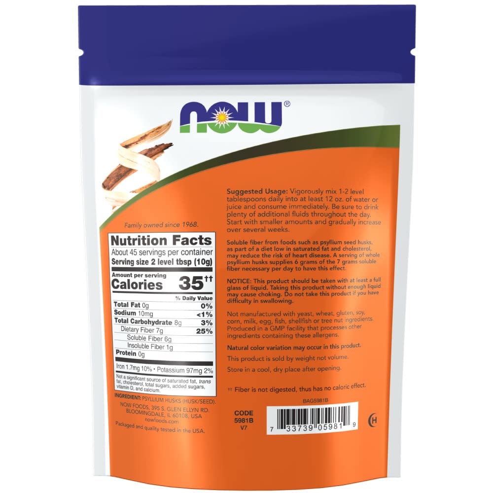 NOW Foods Psyllium Husks cuchara medidora para porciones