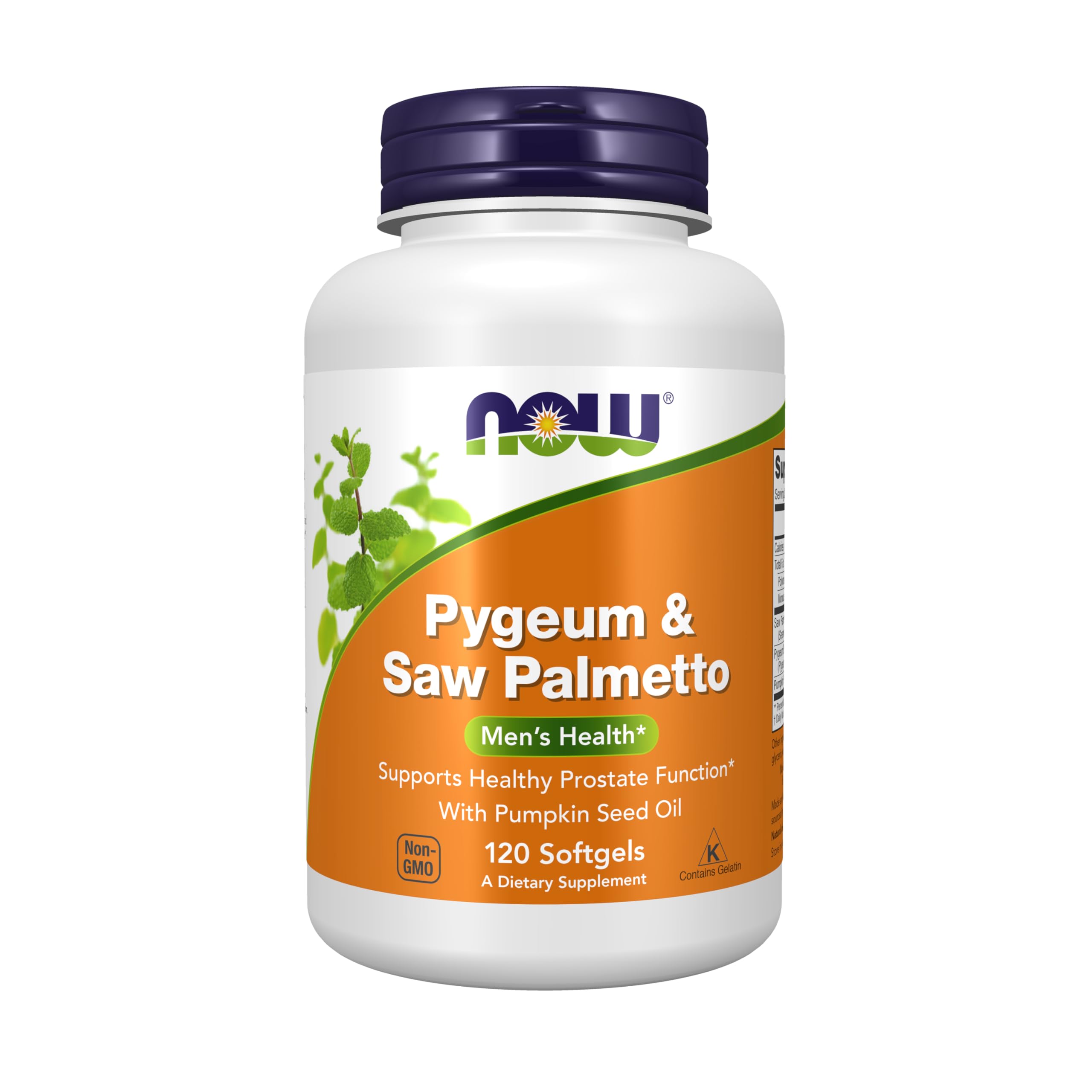 NOW Foods Pygeum & Saw Palmetto: botella con cápsulas para soporte urinario cómodo