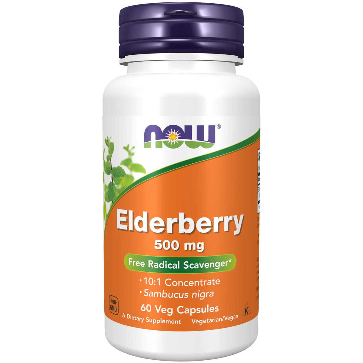 NOW Foods Sambucus nigra 10-1 en frasco de 60 cápsulas para uso diario