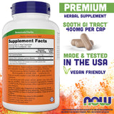 NOW Foods Slippery Elm, 300 cápsulas, ideal para consumo diario y conveniencia.