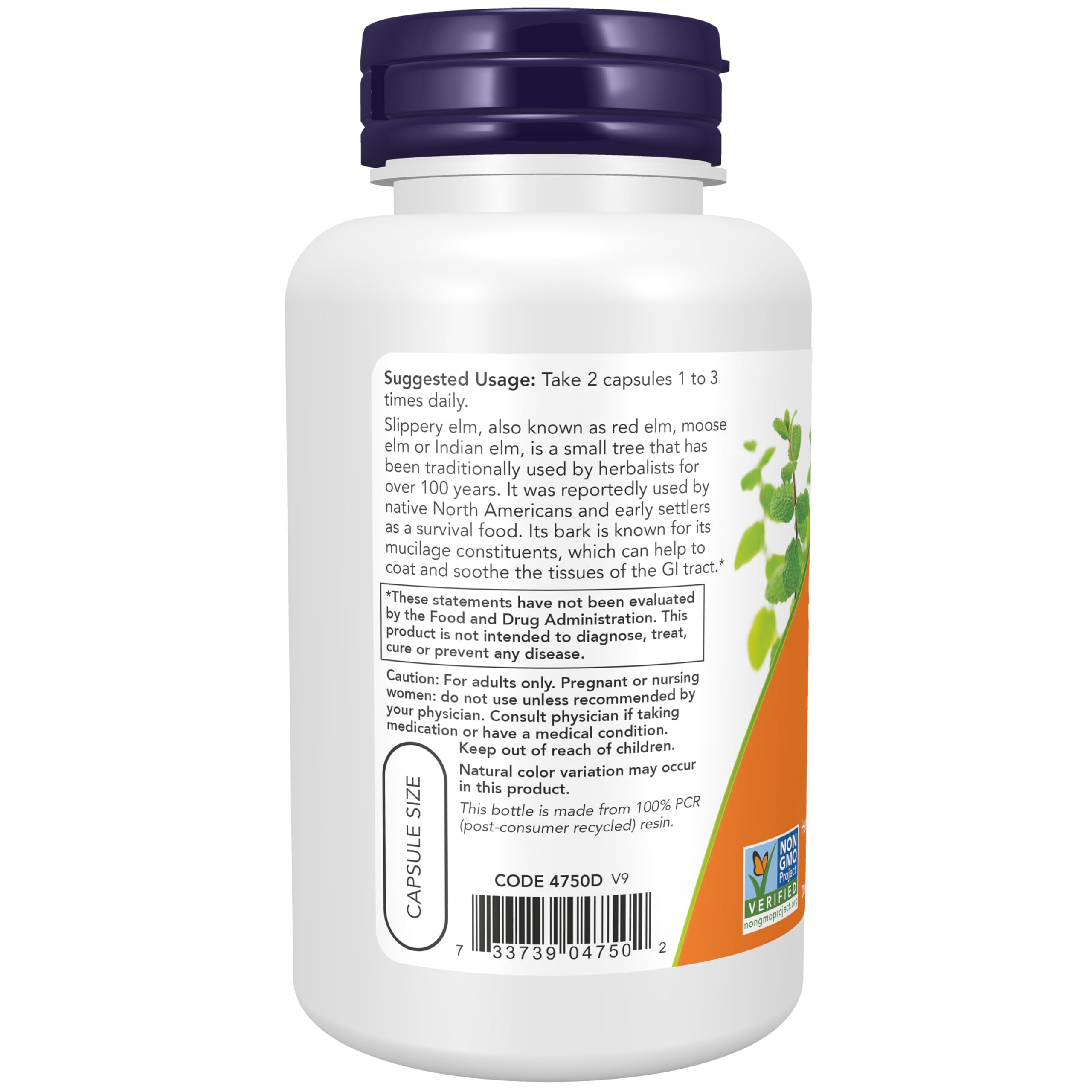 NOW Foods Slippery Elm cápsulas 400 mg, paquete de 2, posible apoyo para la digestión diaria.
