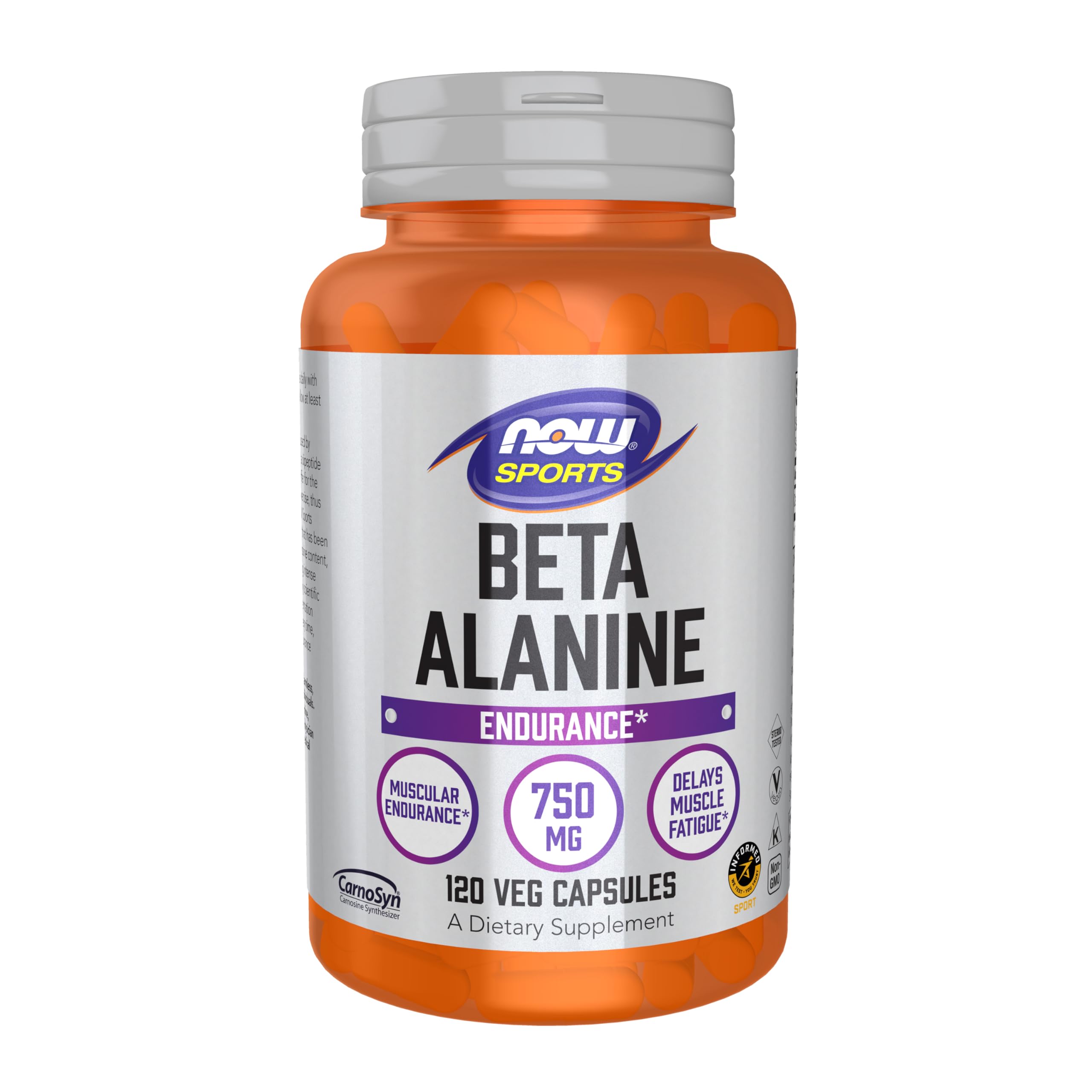 NOW Foods Beta-Alanina 750 mg, botella: promueve resistencia durante entrenamientos intensos