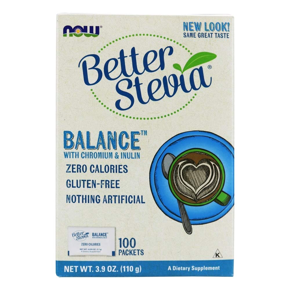 NOW Foods Stevia Balance tres estuches de 100 sobres para endulzar sin calorías