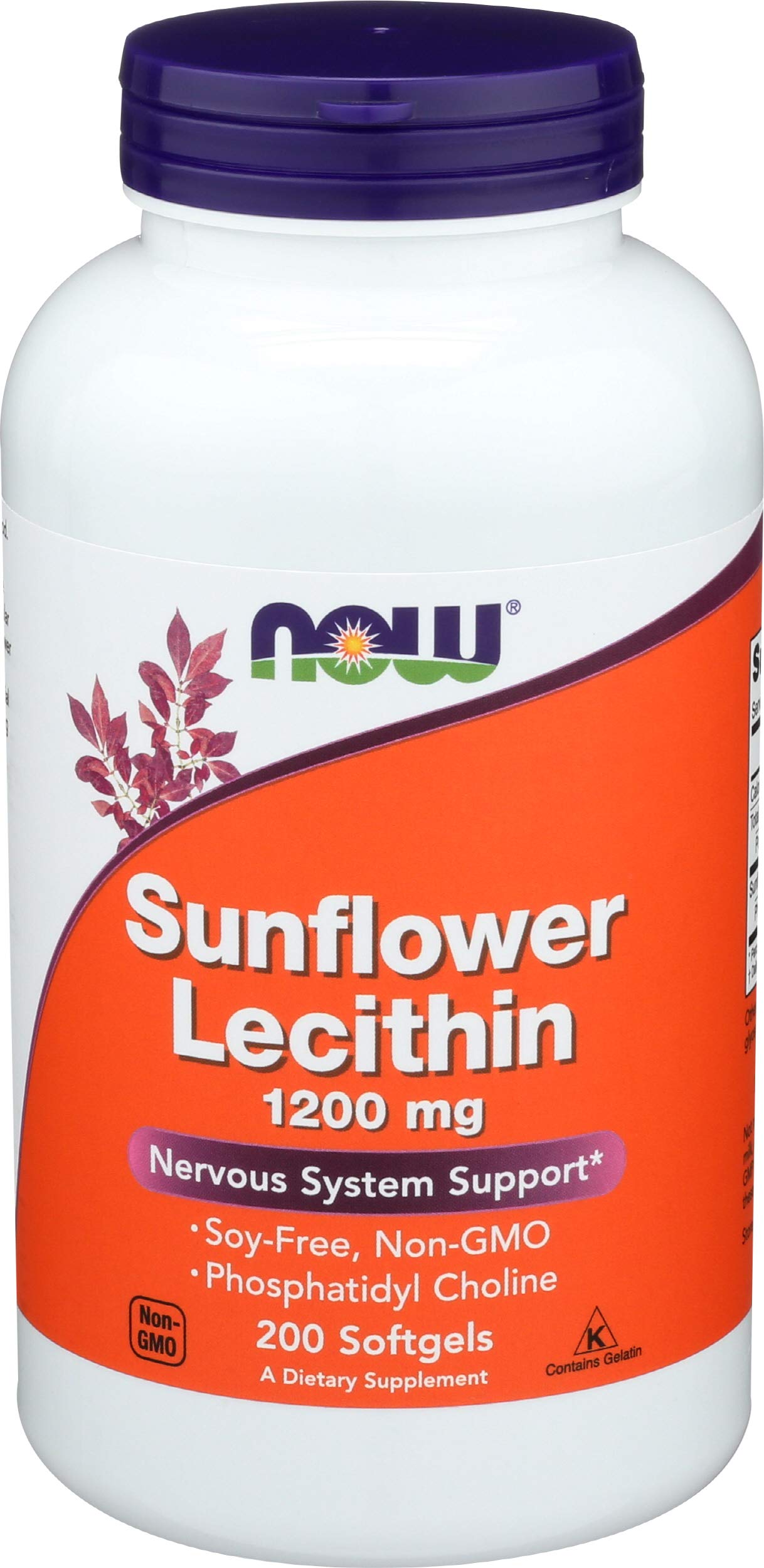Lecitina de girasol NOW Foods en botella frontal para uso diario.